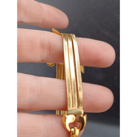 Vintage Monet Slide Mesh Bracelet Priscilla Gold Tone 7.5" Signed - Picture 3 of 8